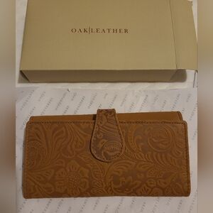 Oak Leathers ~ Soft and Luxurious Long Wood Color Wallet with RFIDBlocking